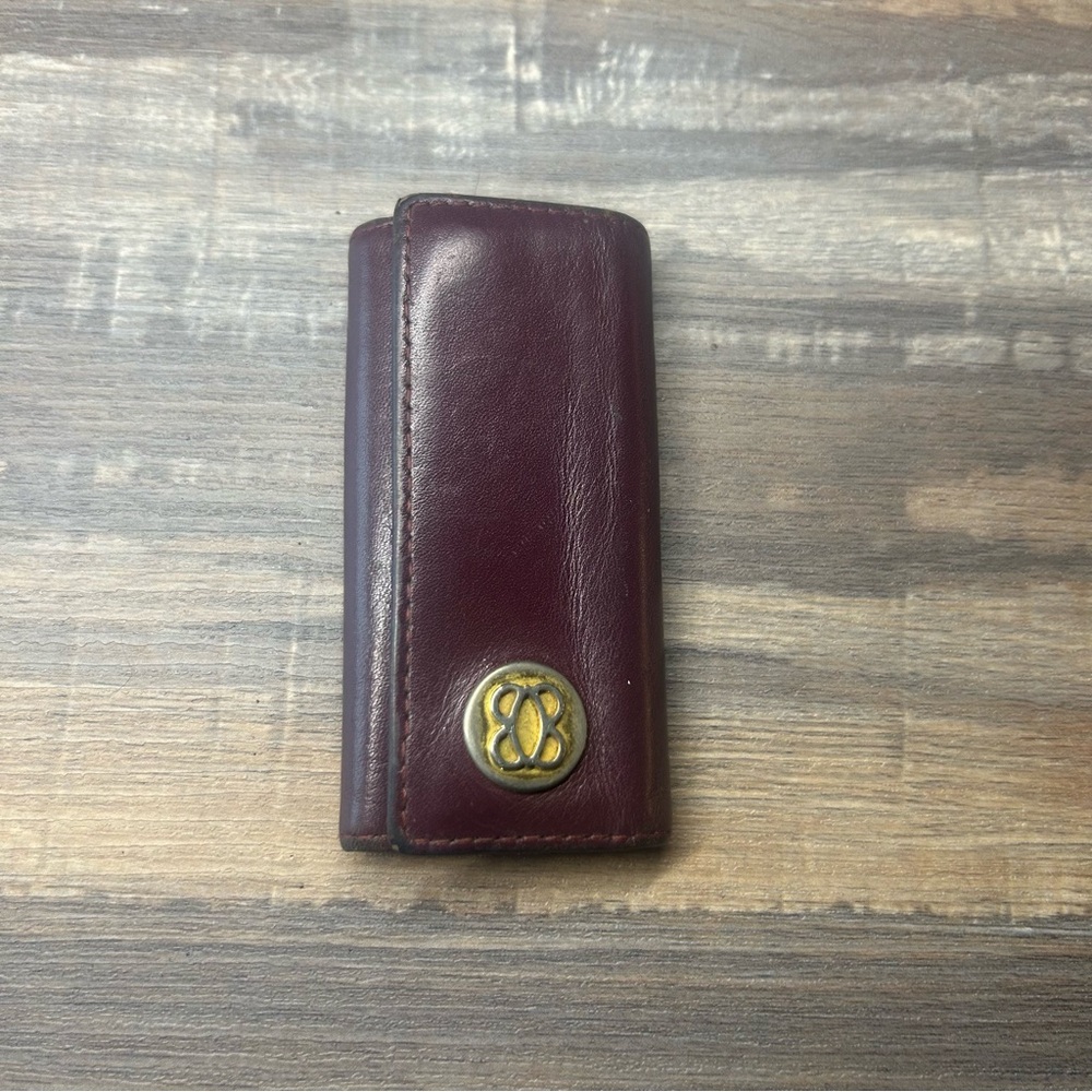 Vintage Bosca Leather Key Holder Clip Burgundy 3.75” Snap Closure Italy